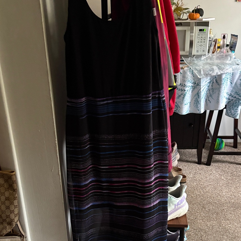 Elegant Black and Multicolor Striped Dress